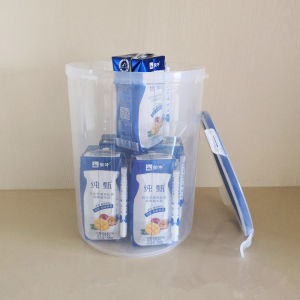 Large Transparent Plastic Rice Bucket round Shape Storage Tub with Lid for Grains And Rice Refrigeration Microwave Safe Container