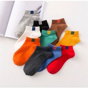 PER 5 PASANG Kaos kaki Cerah Blok Serat Bambu