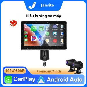 Jansite 7Inch Màn Hình Cảm Ứng Kép Bluetooth Định Vị GPS Không Dây CarPlay Android Auto Chống Nước Xe Máy Hệ Thống Định Vị Di Động
