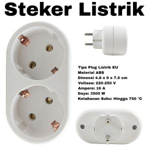 Steker Listrik 2 Lubang 3500W 16A 250V Stop Kontak