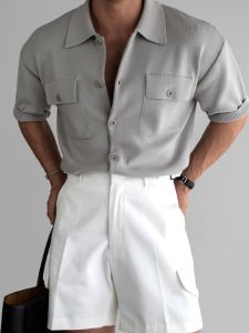 DAVID&ME | Mens Casual Polo Shirt Dual Pockets