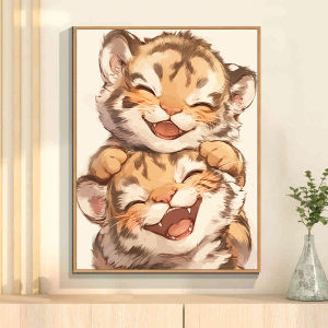 Adorable Zodiac Tiger Numbered Canvas DIY Filling Coloring Painting Handmade Acrylic Oil Paint Decorative Artwork Home Decor