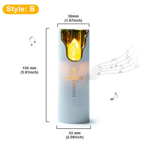 LED Candle Light Flameless Prayer Swinging Flame Music Speaker Electronic Candles Lamp Dry Batteries Powered For Church Cemetery