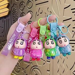 Bandai | Anime Crayon Shinchanss Figures Rainy Day Series Keychains Cartoon Car Key Chain Bag Decoration Birthday Christmas Keyring Gifts