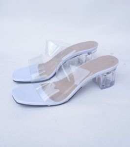 (COD) Sandal Hak kaca mika 5 cm Terbaru Hitam