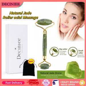 DECINIEE Natural Jade Roller Massager for Face Body Back Foot Massage Roller Facial Liftting Anti-wrinkle Double-end Gua Sha Jade Stone