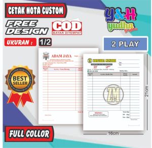 Nota Custom 1/2 (25 set 50 lembar) 2 Ply / Pembayaran / Invoice / Tagihan / Y&HYudhagrafika