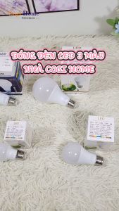 Bóng Đèn LED Đuôi E27 Bóng Bulb Ánh Sáng Trắng Vàng 3 Màu Ánh Sáng Gắn Đèn Học