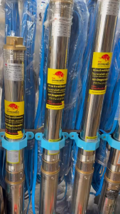 บาดาลบ่อ 3นิ้ว 1.5แรง รู1.25นิ้ว พร้อมกล่องควบคุมไฟB03G06  ปั๊มบาดาลสแตนเลสบ่อ 3 นิ้ว ใบพัดสลัดทราย  Model ZB-75QJD118-1.1KW