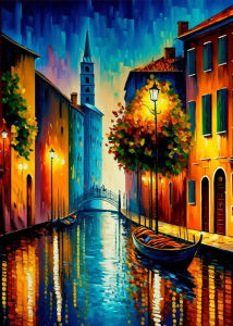 1Pc Frameless Afremov Style poster Heavy color painting landscape poster canvas printing wall art decoration paintingHome Ro
