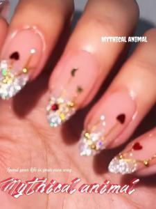 Exquisite Christmas French Flash Handmade Autumn Winter High-End Feelings Semi-Permanent Nails Bright Color Almond Shape