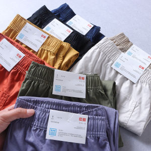 Quần Short Nam Cotton Nguyên Chất Họa Tiết Chéo Màu Trơn Thường Ngày Cạp Chun Mùa Hè Quần Short Ống Đứng Năm Điểm Thời Trang