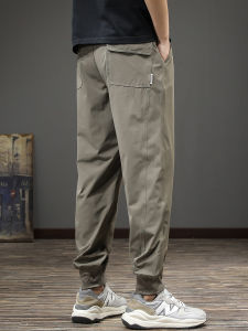 Ice Silk Cool Feeling Casual Pants Mens Simple American Splice Loose Elastic Cuffed Long Trousers Fashionable Summer Wear