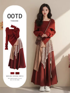 TIANANQI | New Year Wear Retro Winter Knitted Dress