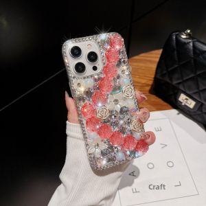 Fashionable Fragrance Style Full Diamond Rose Phone Case for  16 15promax 13 14 Lightweight Luxury Womens Model 12 11