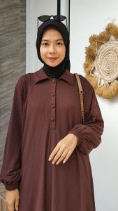Brinaa Midi Dress Knit Premium Halus Dress Wanita Kekinian Viral Termurah | Dress Remaja Wanita Simpel Knit Rib