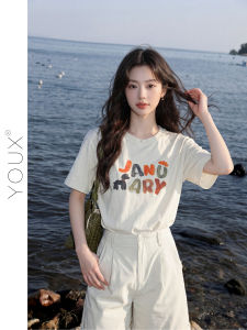 YOUXIANG | Áo Thun In Chữ Phong Cách Thường Ngày Mùa Hè