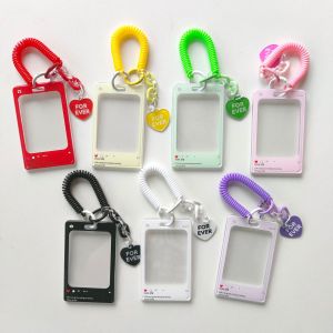 INS Style Plastic Transparent Card Cover Student School Card Photo Certificate Holder Embossed DIY Aidou Gu Card Holder Keychain