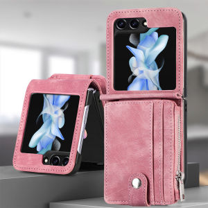 2 IN 1 Detachable Card Pocket Wallet Leather Phone Case For Samsung Galaxy Z Flip6 Z Flip 5 Flip 4 Flip 3 Removable Card Holder Stand Cover Case For Samsung Galaxy Z Flip 6 Z Flip5 Flip4 Flip3