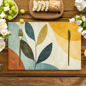 VIKAMA 4-Piece Geometric Floral Art Placemats Nordic-Style Table Mats Home Café Decor Instagram-Worthy Home Accents