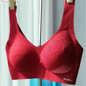 Kissy Underwear 2023 Christmas New Year Red Bralette Fixed Strap Sports Style Full Cup V-Neck All Seasons Solid Color