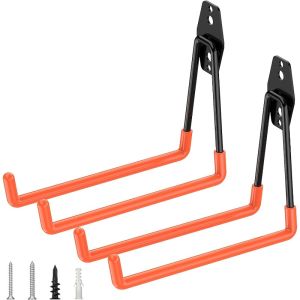 Stainless Steel Expanding Hook Bracket Wall Mount for Garden Hose Garage Tool Storage Heavy Duty Black Orange with Mounting