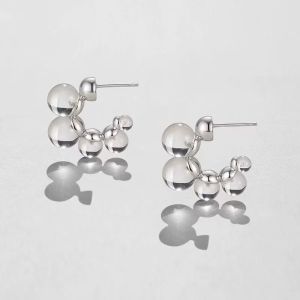 Pure Silver Needle Earrings Womens Ice Transparent White Versatile Elegant Fashion Jewelry Hoops Fresh out Winter 2024