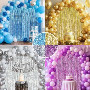 1/2/4Pack Laser Metallic Foil Tinsel Fringe Curtain Backdrop Birthday Wedding Decor Adult Anniversary Bridal Shower Party Decor