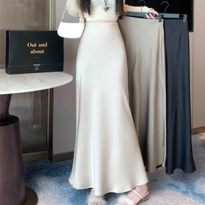 Lụa băng satin cao cấp váy đuôi cá thời trang váy cho phụ nữ thanh lịch giữa Chiều dài váy