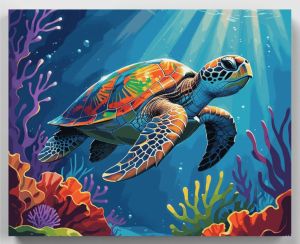 Paint By Numbers Kit for Adults children,Beginner To Advanced Number Oil Paintin Home Decor DIY Art Sea Turtle