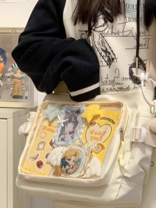 High Capacity Anime Grain Pain Bag Single Shoulder Slant Cross Bag for Students And Girls Large Capacity Casual Nylon Bag