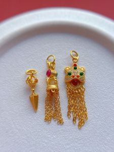 925 Silver Plated Gold Buddha Pendant Ancient Method Silver Tassel Pendant National Trend Style Hanfu Accessories DIY Pendant