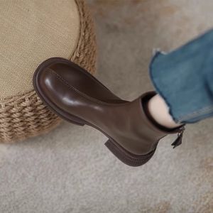 Full Cowhide Martin Boots Womens 2024 New Style Thick Bottom Slim Boot British Style Short Boot Women Spring Autumn Single Boot