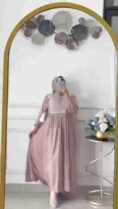 Gamis Dewasa Terbaru Jesycca Dress Crinkel Airflow Kombinasi Brukat