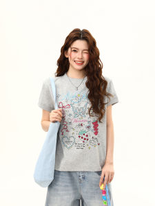 WILDAZI | Vintage Strawberry Print Slimming Loose Short Sleeve Tee