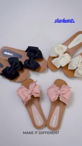 Sharkwin Sandal Selop Wanita Kekinian Sendal Motif Pita PVC Sandal Wanita Empuk Sendal Jelly Kasual Korean SF30410