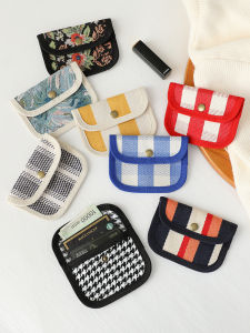 INS กระเป๋าใส่บัตรผ้าแคนวาสกระเป๋ามินิสําหรับผู้หญิงกระเป๋าใส่เหรียญกระเป๋าใส่บัตรและบัตรธนาคารแบบสั้นกันน้ําสําหรับนักเรียนกระเป๋าใส่ใบขับขี่