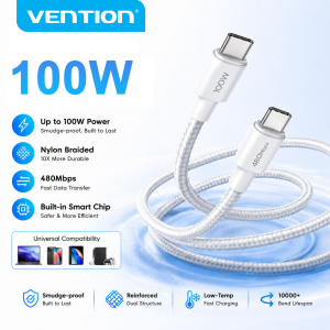 Vention | Vention 100W USB C Cable USB-C To Type C Cable Fast Charging Cord for iPhone 17 16 15 Pro iPad MacBook Pro16" Samsung S25 Type-C