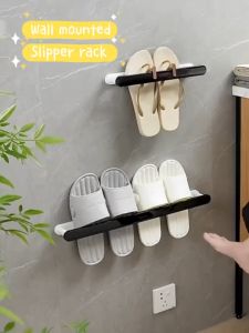 Ecoco Telescopic Shoe Rack: A Wall-Mounted Slipper Organizer with Expandable Hooks