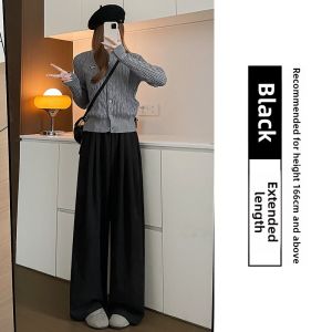 Lazy Summer Wide Leg Pants Womens Casual Drapey Trousers Spring Autumn New Style Small Texture Loose Fit Korean Version