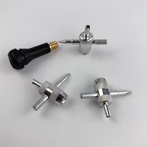 1set 4 Way Car Bike Tyre Tire Valve Repair Remover Tool+4 Valve Stem Cores for Car Truck Motorcycle Valve Core Removal Tool