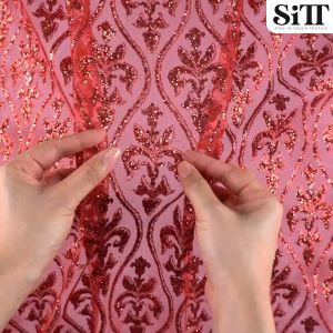 ผ้าลูกไม้กากเพชร [ลายไทย] ผ้าสไบกากเพชร ผ้ากากเพชร ผ้าลายกากเพชร ผ้าลูกไม้ ผ้าห่มพระ ผ้าชุดไทย ผ้าสไบ ผ้าเมตร ผ้าหลาเครื่อง