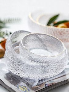 Bát Thủy Tinh Sáng Tạo Kiểu Nhật Bản Viền Vàng Bát Trái Cây Bát Salad Bát Thủy Tinh Nghệ Thuật Bát Tròn Dùng Trong Gia Đình