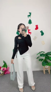 ชุดเซ็ตแฟชั่น เสื้อแขนยาวกับกางเกงขากว้าง