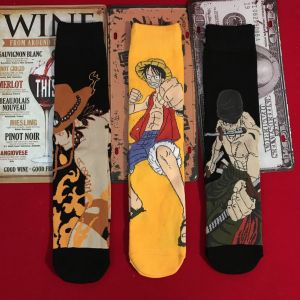 Bandai | 3 Pairs Trendy Brand Japanese Cartoon Anime Movie Character Pattern Womens Medium Socks Hip Hop Street Sports Socks