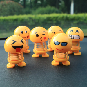 Car Decorations Emoticon Spring Doll Funny Shaking Head Cute Car Interior Smiling Face Doll Car Toy
