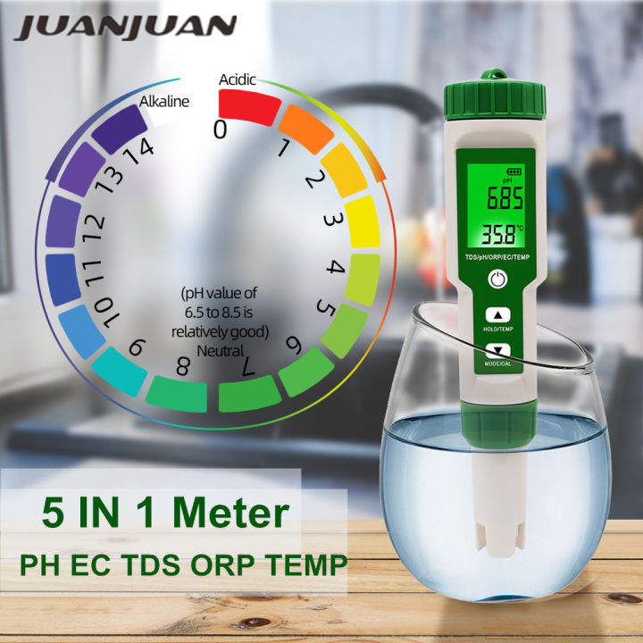 5 In 1 Digital PH Meter TDS ORP EC Temperature Tester Conductivity ...