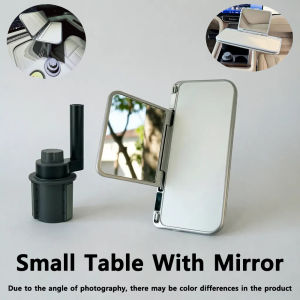 Gen 2 New Car Floating Small Table for Tesla Model 3 Y X S All Range 360° Rotating Foldable Desk Notebook Cup Holder With Mirror