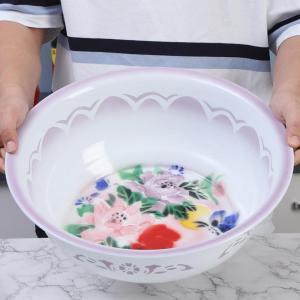 Thickened Enamel Basin round Shape Iron Porcelain Traditional Style Face Washing Foot Washing Basin Home Personal Cleaning Tool