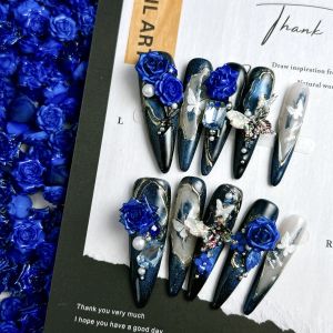 Phụ Kiện Trang Trí Móng Tay Nhựa Hình Hoa Trà Màu Hồng Bóng Mượt Bộ Sưu Tập Hoa Màu Xanh Klein Phong Cách Tối Giản Phát Sáng Tự Làm